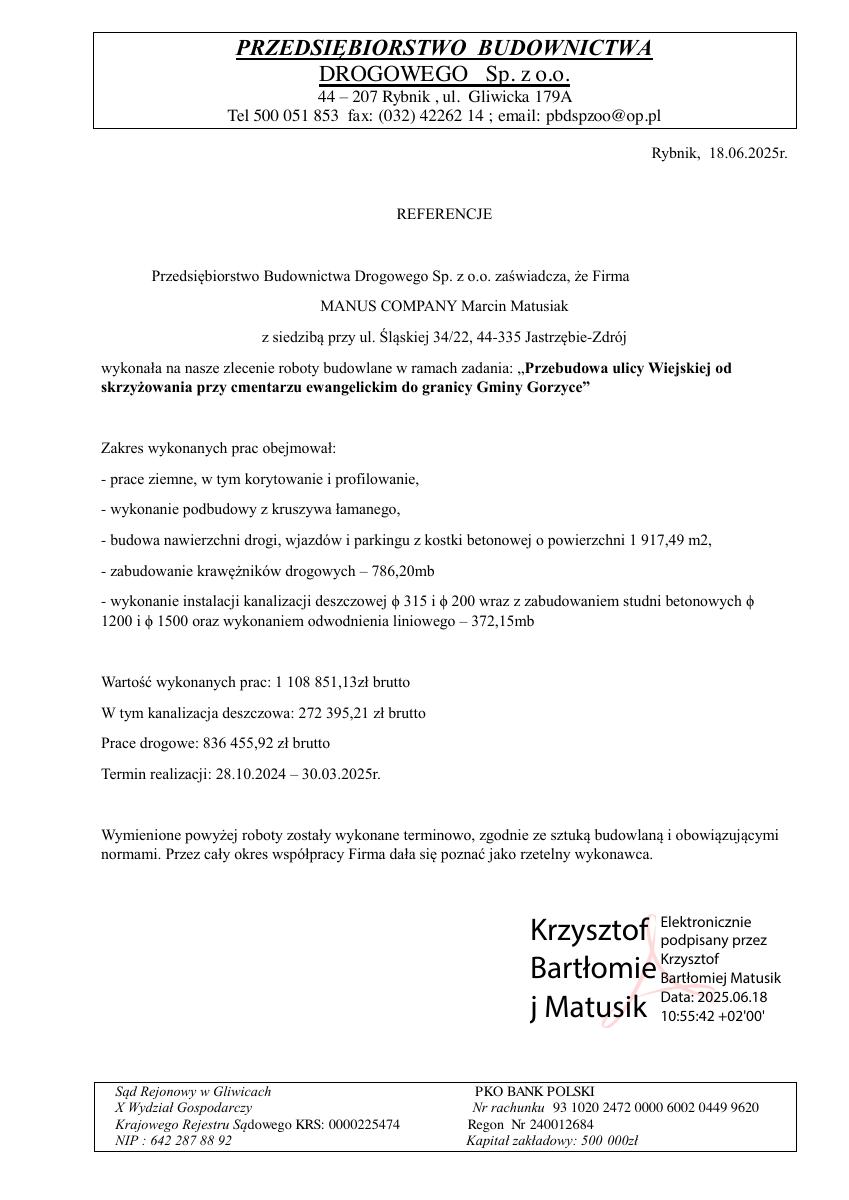 Referencje PBD – Wodzisław, ul. Wiejska